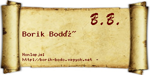 Borik Bodó névjegykártya
